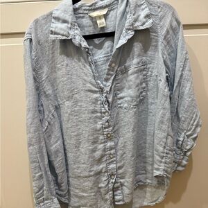 H&M Linen Light Blue Shirt